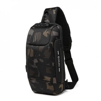 Ozuko 9223 Камуфляж универсальный, тактический рюкзак с одной лямкой, антивандальной защитой, влагостойкий