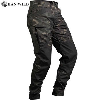Тактичні військові штани HAN WILD Multicam Black з посиленими колінами M Multicam HWM701894
