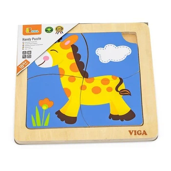 Деревянный мини-пазл Viga Toys Жираф, 4 эл. (SKU-51319) 15 x 15 x 1 см