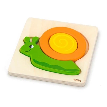 Деревянный мини-пазл Viga Toys Улитка (SKU-59931) 17 x 2 x 15 см