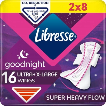 Гигиенические прокладки Libresse Ultra Goodnight Extra Large ночные с крылышками 16 шт (7322540984217)