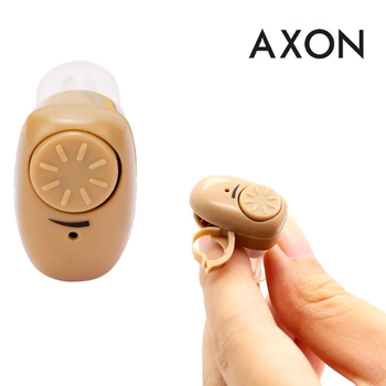 Слуховий апарат внутрішньовушний маленький "Axon K-83" Бежевий, підсилювач слуху для людей похилого віку (VS7001273)