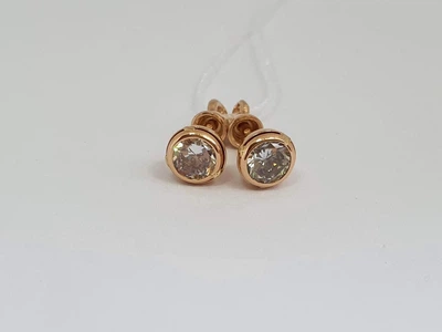 Золотые серьги-пуссеты с фианитами. 580080