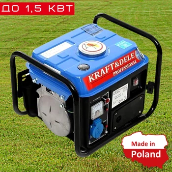 Бензиновый генератор 1,5 кВт KRAFT&DELE KD109R Польша Однофазный Переносной Бензогенератор 1500 Вт с ручным стартером Бытовой Электрогенератор на бензине 220В Синий