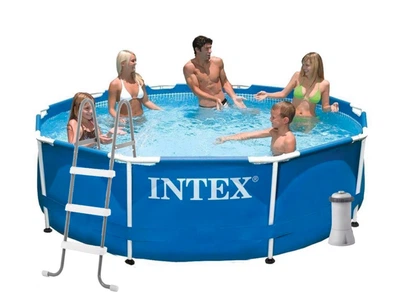 Каркасний басейн Intex 4485 л 305х76 см з насосом 2 006 л/год сходами тентом і підстилкою Синій (IP-172892)