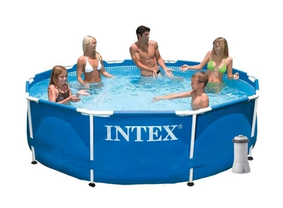Каркасный бассейн Intex 4485 л 305х76 см с насосом 2 006 л/ч тентом и подстилкой Синий (IP-172507)