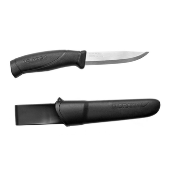 Ніж похідний туристичний MORA Morakniv Companion Black для виживання кемпінгу та для дому нескладний з нержавіючої сталі з піхвами на ремінь