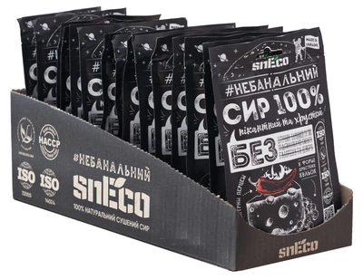 snEco "Класичний з перцем", коробка 15 пачок 30г - сир сушений хрусткий