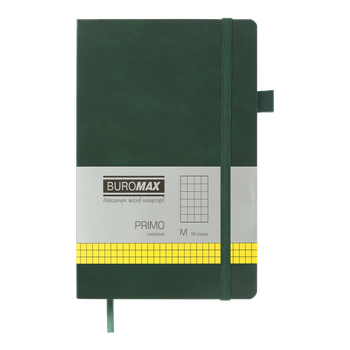 Книга записная Buromax Primo 125х195мм 96 листов в клетку обложка из искусственной кожи зеленый (BM.291161-04)