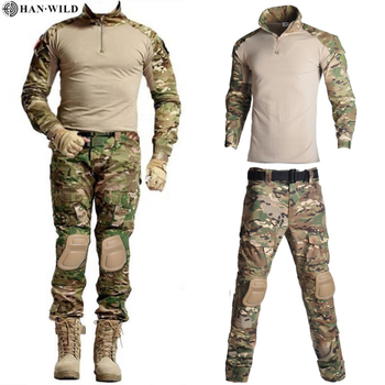 Тактичний військовий костюм HAN WILD G2 Multicam Убакс і Штани із Захистом колін XL Мультикам HWM00268