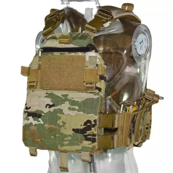 Плитоноска-тактический быстросъемный военный жилет BUCKSGEAR MULTICAM с подсумками под шесть рожков , лазерная резка системы MOLLE Multicam VTM-045