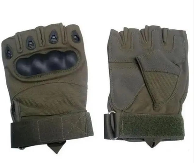 Летние тактические перчатки с открытыми пальцами с косточками Темный Хаки