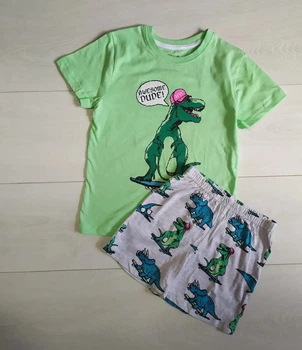 Пижама шорты и футболка салатово-серая Динозавры Primark 92см (40005686)
