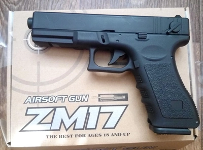 Детский Пистолет CYMA ZM 17 Glock 18C Страйкбольный металл, пластик стреляет пульками 6 мм Черный