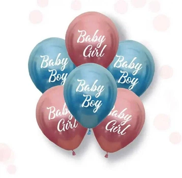 Латексна кулька Balonevi Baby boy Baby girl 12" 30 см хром синій з рожевим 6068