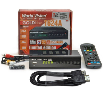 Комплект: ТВ-ресивер World Vision T624A + HDMI кабель