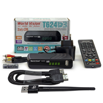 Комплект: ТВ-ресивер World Vision T624D3 + USB Wi-Fi + HDMI