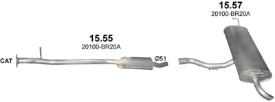 Глушник POLMO Nissan Qashqai 2.0i 16V (15.57)-(858832) (Polmo-15.57)