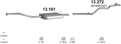 Глушитель POLMO Mercedes Sprinter 212D 95- 2.9D (13.161)-(850267) (Polmo-13.161)