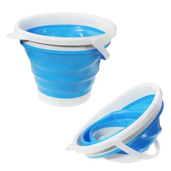 Складное ведро силиконовое 10 литров UKC Silicon Bucket Голубое