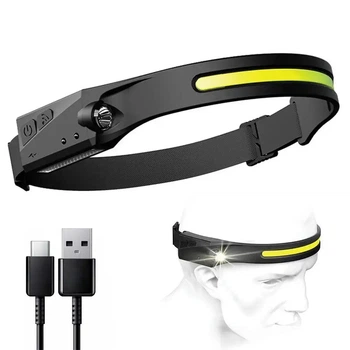Налобный фонарь аккумуляторный Bailong G28 Induction headlamp XPE+COB Черный светодиодный фонарик на лоб (BLG28XPE)