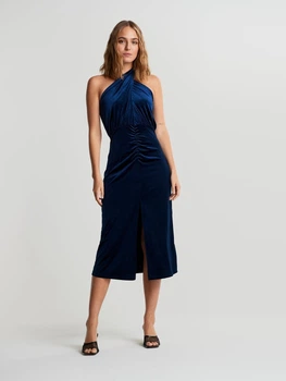 Бархатное платье "Mona: ginatricot 12125 XL (96748XL) Синий