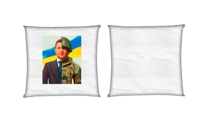 Подушка Воин Владимир Зеленский квадратная двухсторонняя стандарт 35 х 35 см - MyTee