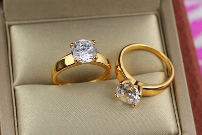 Кільце Xuping Jewelry широке гладке з білим каменем 7 мм р 16 золотисте