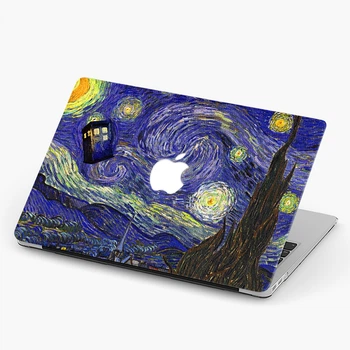 Чехол пластиковый для Apple MacBook Pro 14.2 A2442 Доктор Кто Тардис и Звездная ночь Винсент Ван Гог (Doctor Who Tardis and Starry Night Vincent Van Gogh) макбук про case hard cover (10431-2393)