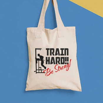 Эко-сумка, шоппер, повседневная с принтом "Train hard. Be strong" Push IT