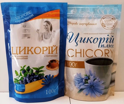 Упаковка растворимого напитка Цикорий плюс с черникой Верховинка 2шт по 100г
