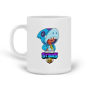 Кружка Бравл Старс Леон Акула (Brawl Stars Leon Shark) (20259-1016) Керамика Белый