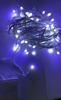 Гирлянда на белом кабеле матовая круглая лампа 100Led White
