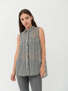 Блуза H&M 34 бело черный полоска 3895354