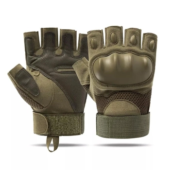 Тактические перчатки Jungle Storm (полупальцы) XL, зеленые