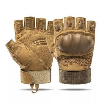 Тактические перчатки Jungle Storm (полупальцы) XL, коричневые
