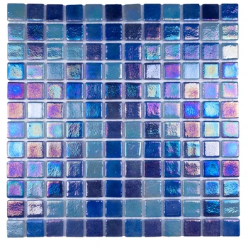 Стеклянная мозаика Glass Mosaic голубой перламутр EIM612 Light Blue Rainbow Mix 31,7x31,7 за 1 ШТ