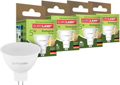 Світлодіодна лампа EUROLAMP LED MR16 5 Вт 3000 K GU5.3 4 шт.