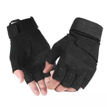 Безпальні тактичні рукавички Тактичні рукавички без пальців Розмір L Чорний