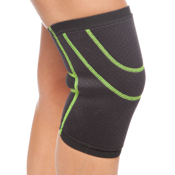 Наколенник эластичный неопреновый бандаж коленного сустава Zelart 1341 размер S-M Black-Green