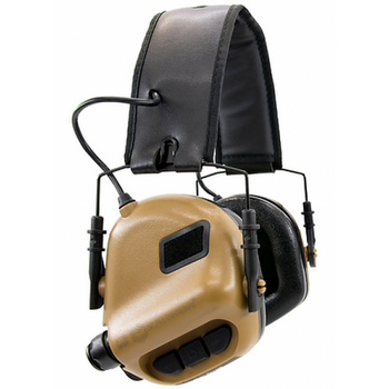 Навушники для стрільби Тактичні Мікрофон Кріплення на шолом Активні COYOTE EARMOR M32 Коричневий