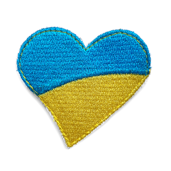 Шеврон 2 шт, нашивка на липучці Прапор України Серце, вишитий патч 6х6,5 см Stoffelly