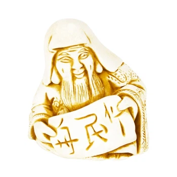 Статуэтка Нэцкэ Дзюродзин со свитком Netsuke Гипс 3.2x3x2.3 см Бежевый (00678)