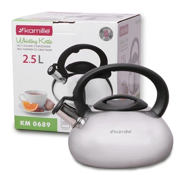 Чайник Kamille 2.5л из нержавеющей стали со свистком для индукции и газа KM-0689