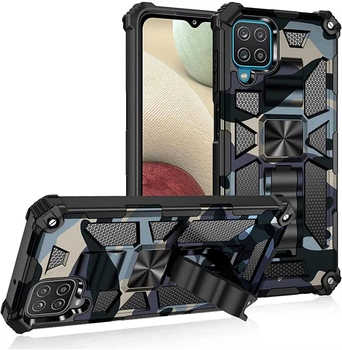 Чехол Military Shield для Samsung Galaxy M12 2021 / M127 бампер противоударный с подставкой Navy-Blue