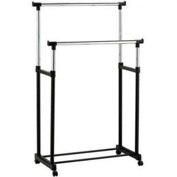 Стойка для одежды и обуви телескопическая двойная Double Pole Clothes Horse Plus удобная и вместительная