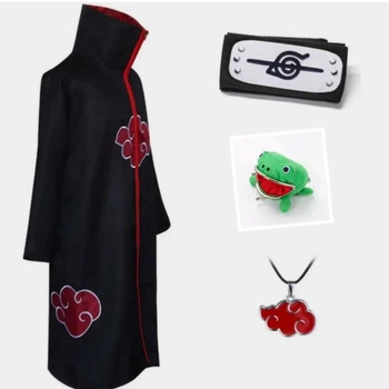 Набір наруто плащ Naruto пов'язка прихований лист аксесуар ланцюжок з кулоном Акацуки Гаманець жабка Гамма-Чан XS 140-155 см (200134)