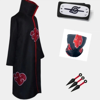 Набір Наруто Плащ Naruto Пов'язка Прихований Лист Naruto Маска 3 кинджали кунай розмір S 155-163 см (200133)