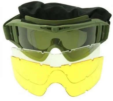 Такстические очки маска для ЗС України ATTACK олива