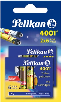 Чорнильні картриджі короткі Pelikan 4001 Fancy Royal Blue сині стирані 12 шт. (338269)